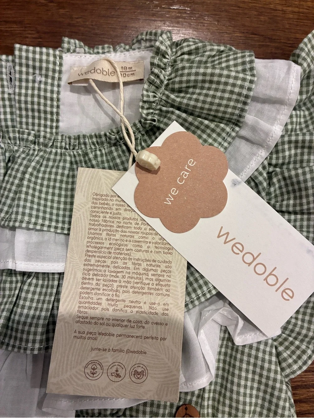 Mayoral Green Gingham Ruffle Baby One-Piece Bodysuit